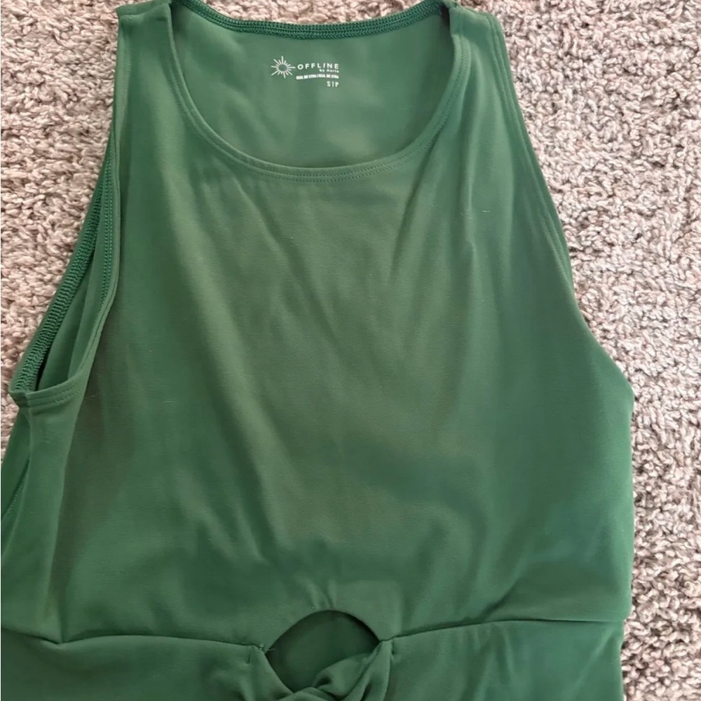 aerie Forest Green Tie-Back Tank Top